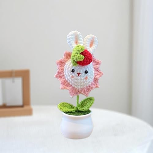 Häkelblumen, gestrickte Blumen, gehäkelte Blumen, handgehäkelter kleiner Drachenmann/kleiner Hase, Mini-Topf-Strickornament, verwendet für Heimbüro-Desktops, Auto-Dekorationen von Esyzsss