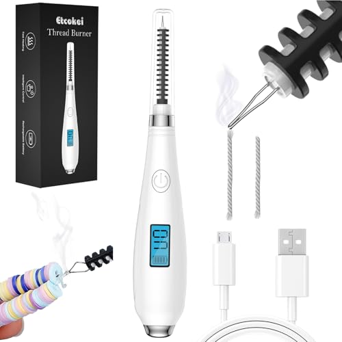 Etcokei Fadenbrenner, über USB wiederaufladbar mit Stromanzeige, einfaches Brennen und Schmelzen von Fäden, Fadenbrenner-Werkzeugzubehör zum Perlenfaden, Weben, Nähen, Leder- und Schmuckherstellung von Etcokei