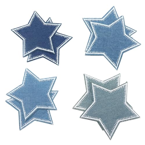 Bügelflicken Jeans Flicken zum Aufbügeln 8 Stk Stern Aufbügelflicken Jeans Blau Aufnäher Patches zum Aufbügeln für Jacken Kleidung von Eteamcan
