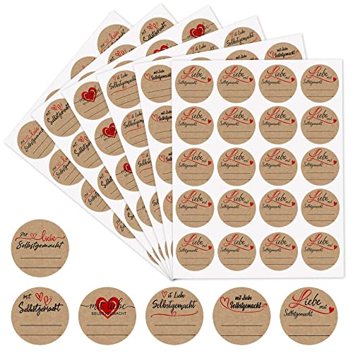 Handmade Etiketten Aufkleber zum Beschriften 720 Stk Marmelade Etiketten Selbstklebend Kraftpapier für Marmeladengläser Geschenke 3.8cm von Eteamcan