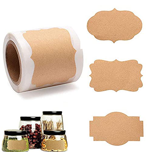 300 Stück Kraftpapier Etiketten Aufkleber, Selbstklebend Kraftpapier Sticker, 3 Stile Aufkleber， für Backverpackung, Lebensmittelglas, Marmeladenglas, Küche von Eterspr