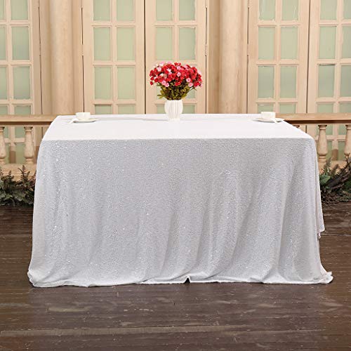 Eternal Beauty Pailletten-Tischdecken, Hochzeit, Halloween, Weihnachten, Party, Bankett, Textil, weiß, 127x203 cm Eternal Beauty Pailletten-Tischdecken, Hochzeit, Halloween, Weihnachten, Party, Bankett, Textil, weiß, 127x203 cm von Eternal Beauty