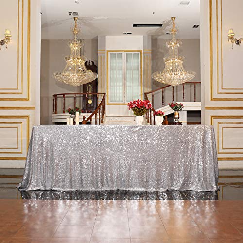Eternal Beauty Pailletten-Tischdecken, Hochzeit, Halloween, Weihnachten, Party, Bankett, silber, 152*260cm von Eternal Beauty