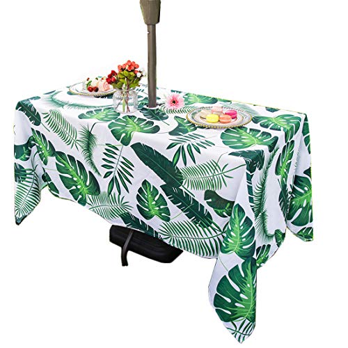 Eternal Beauty Rechteckige Tischdecke für den Außenbereich, mit Schirmloch, Reißverschluss, Frühling, Sommer, Outdoor-Tischdecke für Terrassentische (tropisches Palmblatt), 152,4 x 213,3 cm von Eternal Beauty