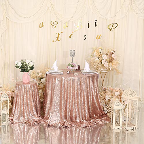 Eternal Beauty Runde Pailletten-Tischdecke, 178 cm, für Hochzeit, Party, Bankett, Roségold. von Eternal Beauty
