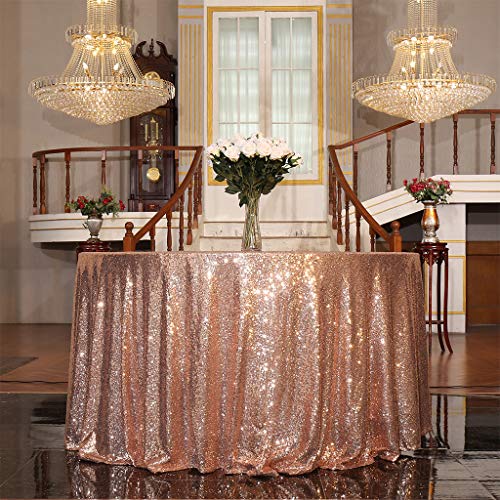 Eternal Beauty Runde Pailletten-Tischdecke, 229 cm, für Hochzeit, Party, Bankett, Roségold. von Eternal Beauty