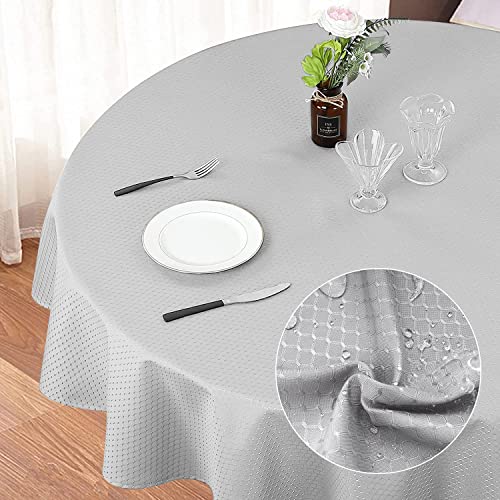 Eternal Beauty Runde Tischdecke, 120 cm, knitterfrei, Tischdecke, wasserabweisend und maschinenwaschbar, für Zuhause, Esszimmer, Party, Restaurant (Silbergrau, 120 cm) von Eternal Beauty