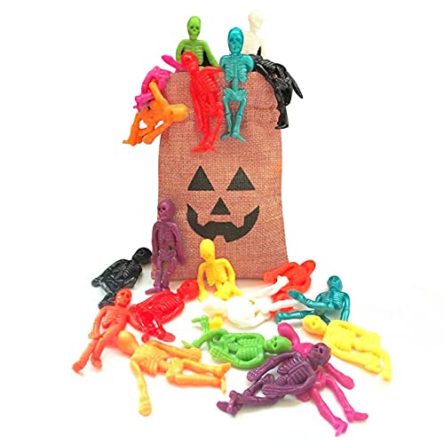 Eternitry Neuheit und lustig Knochenmann 20 kleine Spielzeuge Halloween Kürbis Sack Schädel Mann Anzug Halloween Skelett Spielzeug 6,5 cm 2,5 1,2 cm von Eternitry