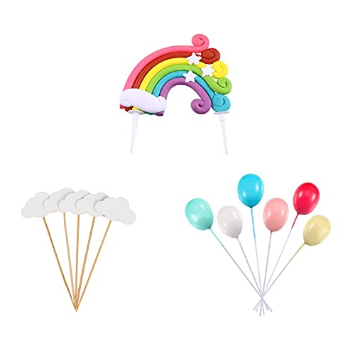 Eterspr 12 Stücke Geburtstagstorte Regenbogen，Cloud Cake Topper, Bunte Regenbogen Cake, für Geburtstags Hochzeitsempfangstortendekoration, Party, Hochzeit (6 Farben) von Eterspr