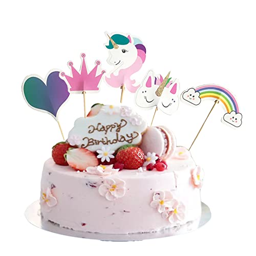 Eterspr 24 Stücke Einhorn Tasse Kuchen Toppers, Cocktail Dekoration Sticks, Regenbogen Cupcake Topper, für Cupcake-Dekoration, Cocktail-Dekoration von Eterspr