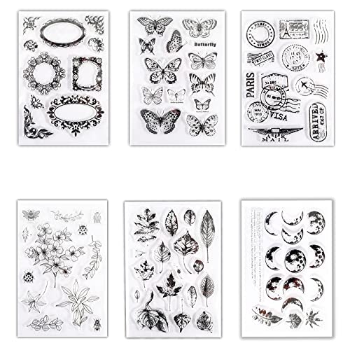 6 Stück Klar Silikonstempel Set, Transparente Silikonstempel, Silikonstempel Blumen und Blätter Set, für DIY Sammelalbum, Fotoalbum, Karten Herstellung 6 Stück Klar Silikonstempel Set, Transparente Silikonstempel, Silikonstempel Blumen und Blätter Set, für DIY Sammelalbum, Fotoalbum, Karten Herstellung von Eterspr