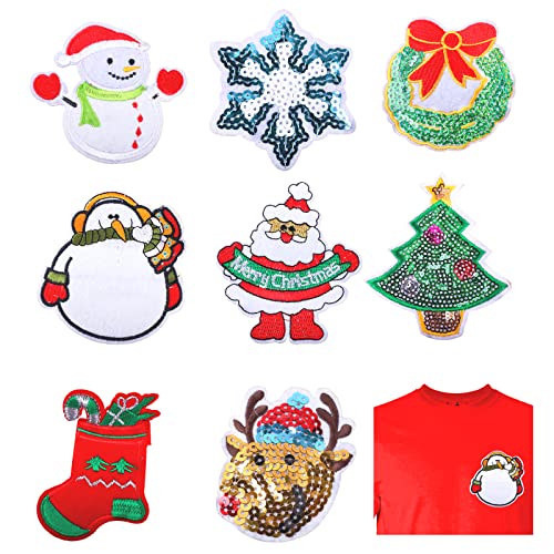 8 Stück Aufbügel-Applikationen, Weihnachtsapplikationen für Kinder, DIY Weihnachtskostüm-Applikationen für Weihnachten auf Kleidern, Hosen und Mützen von Eterspr