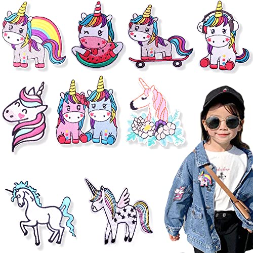 9 Stück Aufbügelflicken Einhorn, Patches Zum Aufbügeln Kinder, für DIY Kleidung Bügel Flicken von Eterspr