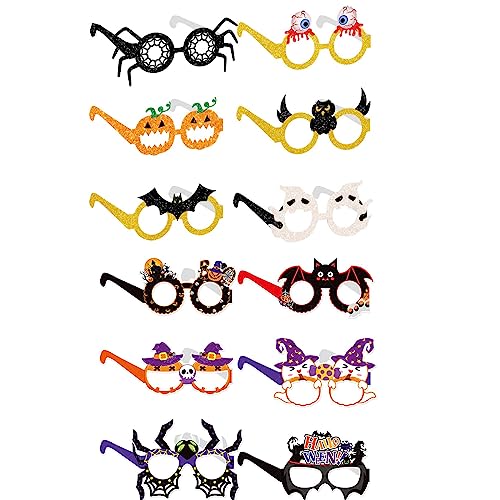 Eterspr 12 Stück Lustige Brillen Halloween Brille, Spinnennetz Dekoration Brillen, Halloween Brillen Set, für Kinder Erwachsene Halloween Karneval(Papier) von Eterspr