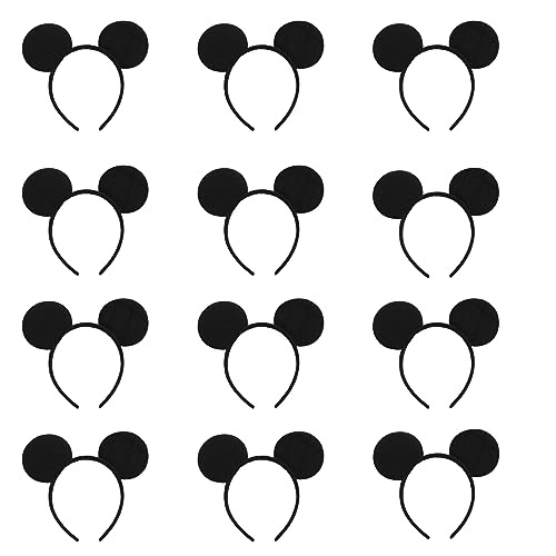 Eterspr 12 Stück Satin-Maus Ohren, Maus Ohr Stirnband für Cartoon Club, Mouse Ears Headband, Geeignet zum Fotografieren und Tragen Ausgehen von Eterspr
