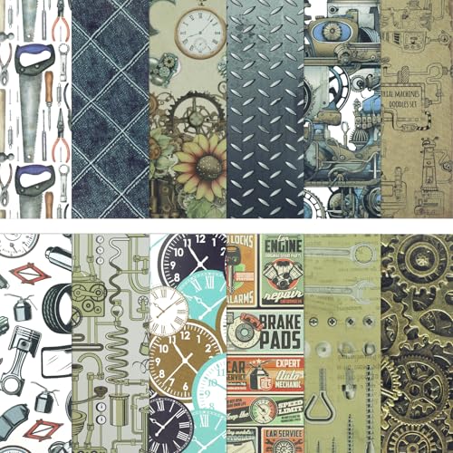 Vintage-Papierblock, Maschinenindustrie-Muster, 24 Blatt, 12 Designs, Kartonpapierblöcke, 15,2 x 15,2 cm, einseitig, dekoratives Bastelpapier für Scrapbooking, Junk-Tagebücher Vintage-Papierblock, Maschinenindustrie-Muster, 24 Blatt, 12 Designs, Kartonpapierblöcke, 15,2 x 15,2 cm, einseitig, dekoratives Bastelpapier für Scrapbooking, Junk-Tagebücher von Ethanberg