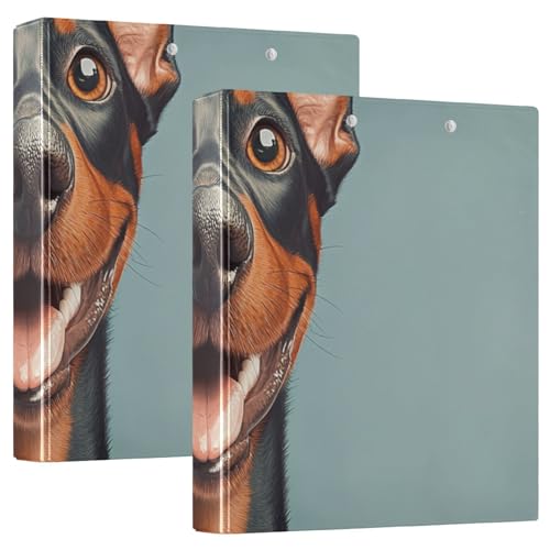3-Ringbuch 3,8 cm Cartoon Lustiger Dobermann Pinscher Hunde Happy mit Innentaschen, 1/2 Packung Ordner, Schulhefter 200 Blatt, 2 Stück 3-Ringbuch 3,8 cm Cartoon Lustiger Dobermann Pinscher Hunde Happy mit Innentaschen, 1/2 Packung Ordner, Schulhefter 200 Blatt, 2 Stück von EtherSpher
