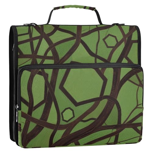 Abstrakte Kunst, Baumzweig, grün, 3,8 cm, 3 Ringe, Reißverschluss, Organizer mit Griff, mehrere Taschen, Dokumentenmappe, Organizer für Mittelschule, Bolsa de almacenamiento de archivos von EtherSpher