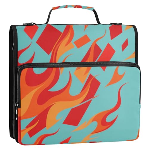 Abstrakte Kunst, Feuerrot, Blau, 3,8 cm, 3 Ringe, Organizer, Ordner mit Schultergurt, Laege Kapazität, tragbar, für Zuhause, Reisen, sichere Aufbewahrungstasche für Mittelschule, Clip de Cremallera Abstrakte Kunst, Feuerrot, Blau, 3,8 cm, 3 Ringe, Organizer, Ordner mit Schultergurt, Laege Kapazität, tragbar, für Zuhause, Reisen, sichere Aufbewahrungstasche für Mittelschule, Clip de Cremallera von EtherSpher
