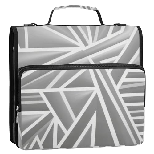 Abstrakte Kunst, geometisches Grau, 3,8 cm Ringordner mit Reißverschluss mit Griff und abnehmbarem Schultergurt, Portfolio-Organizer für Büro, Schule, Organisadores de suministros Abstrakte Kunst, geometisches Grau, 3,8 cm Ringordner mit Reißverschluss mit Griff und abnehmbarem Schultergurt, Portfolio-Organizer für Büro, Schule, Organisadores de suministros von EtherSpher