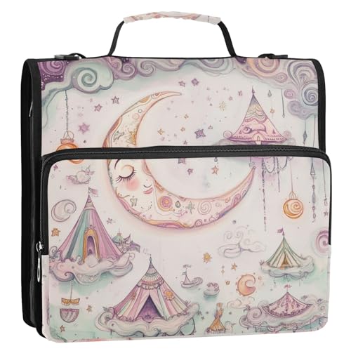 Aesthetic Boho Moon Dreamy Notizbuch, 1/2 Packungen, verschiedene Ordner, runde Ringe, 3,8 cm, mit Klemmbrett (Luckyword) von EtherSpher