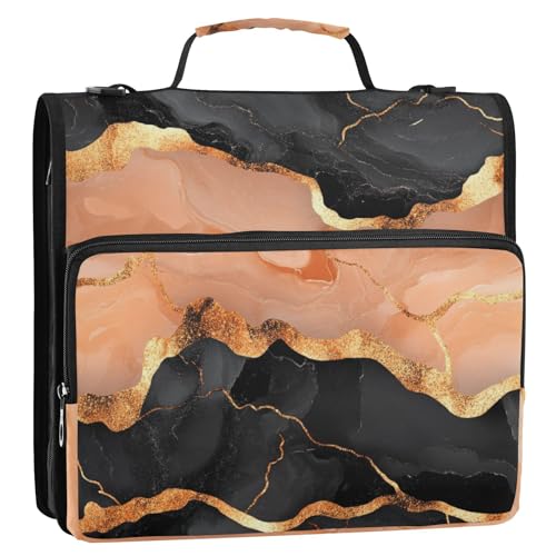 Aktenordner mit 3 Ringen, mit Reißverschluss und Schultergurt und Griff, mehrere Taschen, Portfolio-Organizer für Schule und Büro, Cartera con cremallera von EtherSpher