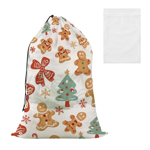 Aufbewahrungsbeutel mit Aufschrift "Merry Christmas", Lebkuchen und Schleife, dekorativer Wäschesack mit Netzstoff, einfache Montage, Wäschekorb, Kordelzug-Verschluss, Bolsa de Lavanderia para ropa Aufbewahrungsbeutel mit Aufschrift "Merry Christmas", Lebkuchen und Schleife, dekorativer Wäschesack mit Netzstoff, einfache Montage, Wäschekorb, Kordelzug-Verschluss, Bolsa de Lavanderia para ropa von EtherSpher