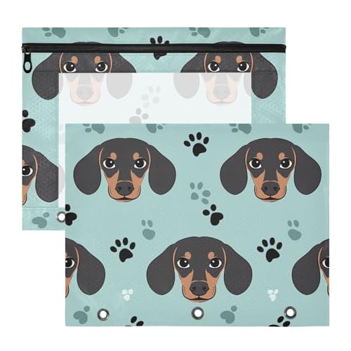 Binder-Bleistiftbeutel, 3 Löcher, Taschenordner für 3 Ringe, 2 Stück, Studenten, Büro, Cartoon, niedlicher brauner Hund Binder-Bleistiftbeutel, 3 Löcher, Taschenordner für 3 Ringe, 2 Stück, Studenten, Büro, Cartoon, niedlicher brauner Hund von EtherSpher