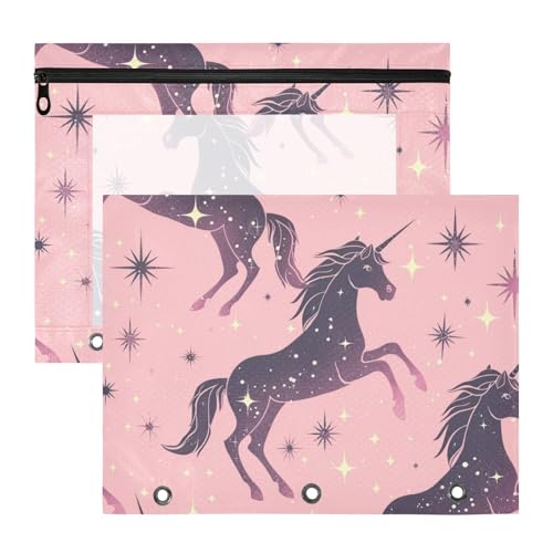 Binder-Bleistiftbeutel, Mehrzweck-Kunststoff-Aktenordner für 3 Ringe, 2 Stück, Lehrer, College, Zubehör, Violett, Fantasy-Stern-Einhörner Binder-Bleistiftbeutel, Mehrzweck-Kunststoff-Aktenordner für 3 Ringe, 2 Stück, Lehrer, College, Zubehör, Violett, Fantasy-Stern-Einhörner von EtherSpher