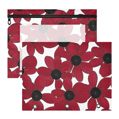Binder-Bleistiftbeutel mit Reißverschluss, 3 Locher für 3 Ringe, 2 Stück, Studenten, Büro, Schwarzäugig, Susan, einfache Linienkunst, Valentinesnes Rot Binder-Bleistiftbeutel mit Reißverschluss, 3 Locher für 3 Ringe, 2 Stück, Studenten, Büro, Schwarzäugig, Susan, einfache Linienkunst, Valentinesnes Rot von EtherSpher