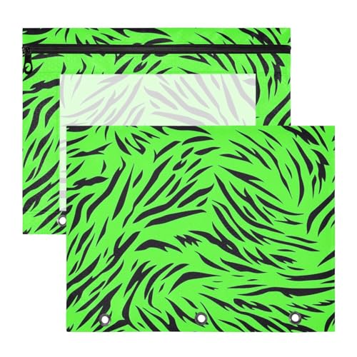 Binder-Bleistiftbeutel mit glatten Reißverschlüssen, 3-Loch-Tasche für 3 Ringe, 2 Stück, Lehrer, Klassenzimmer, fluoreszierendes grünes Tigerfell-Textur Binder-Bleistiftbeutel mit glatten Reißverschlüssen, 3-Loch-Tasche für 3 Ringe, 2 Stück, Lehrer, Klassenzimmer, fluoreszierendes grünes Tigerfell-Textur von EtherSpher