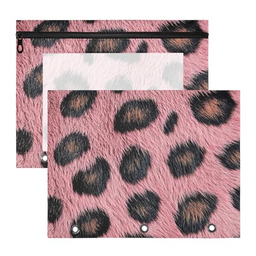 Binder-Bleistiftetui, 3 Löcher, Aufbewahrungstasche für A4-Papier, Briefe, 2 Stück, Lehrer, Zuhause, Rouge, Leopardenmuster, Hautstruktur Binder-Bleistiftetui, 3 Löcher, Aufbewahrungstasche für A4-Papier, Briefe, 2 Stück, Lehrer, Zuhause, Rouge, Leopardenmuster, Hautstruktur von EtherSpher