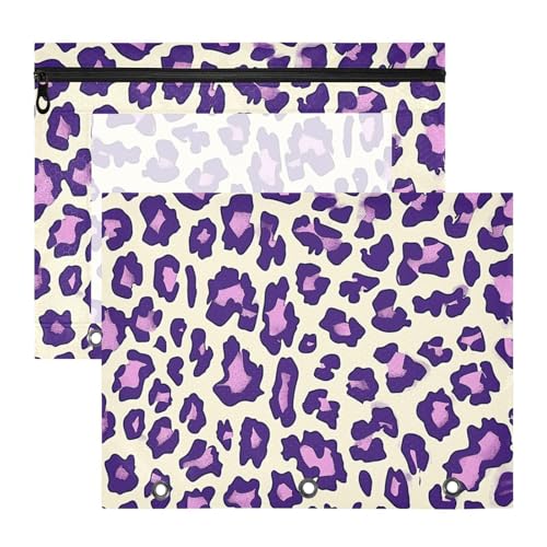 Binder-Bleistiftetui, 3 Löcher, Kunststoff, Aktenordner für 3 Ringe, 2 Stück, für Schüler, Schule, Studenten, Lehrerbedarf, Leopardenmuster, Violett Binder-Bleistiftetui, 3 Löcher, Kunststoff, Aktenordner für 3 Ringe, 2 Stück, für Schüler, Schule, Studenten, Lehrerbedarf, Leopardenmuster, Violett von EtherSpher