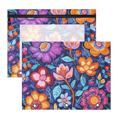 Binder-Bleistiftetui, transparentes Fenster, Aufbewahrungstasche für A4-Papier, Briefe, 2 Stück, Lehrer Zuhause, Schönheit, bunte Blumen Binder-Bleistiftetui, transparentes Fenster, Aufbewahrungstasche für A4-Papier, Briefe, 2 Stück, Lehrer Zuhause, Schönheit, bunte Blumen von EtherSpher
