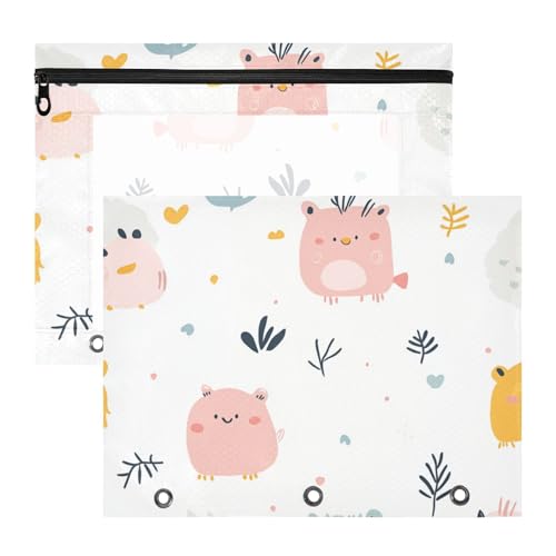 Binder-Bleistifttaschen mit Reißverschluss, für 3 Ringe, 2 Stück, Lehrer, Klasse, Cartoon, niedliche bunte Tiere Binder-Bleistifttaschen mit Reißverschluss, für 3 Ringe, 2 Stück, Lehrer, Klasse, Cartoon, niedliche bunte Tiere von EtherSpher