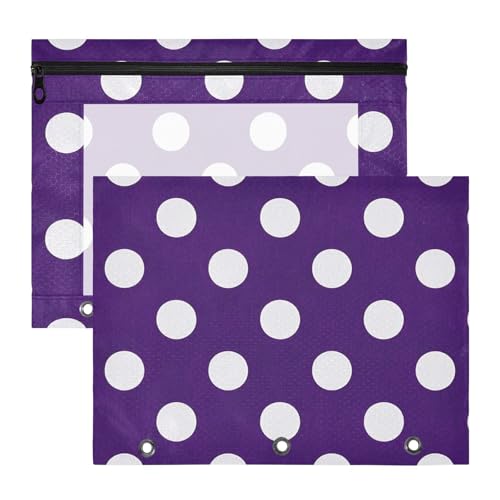 Binder-Federmäppchen, 3 Löcher, Aufbewahrungstasche für 3 Ringe, 2 Stück, Studenten, College-Zubehör, Cartoon-Punkte, Lila Binder-Federmäppchen, 3 Löcher, Aufbewahrungstasche für 3 Ringe, 2 Stück, Studenten, College-Zubehör, Cartoon-Punkte, Lila von EtherSpher