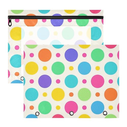 Binder-Federmäppchen, 3 Löcher, Kunststoff, Ordner für A4-Papier, Briefe, 2 Stück, Lehrer, Schulanfang, trendig, gepunktet, pfirsichblau, bunt von EtherSpher