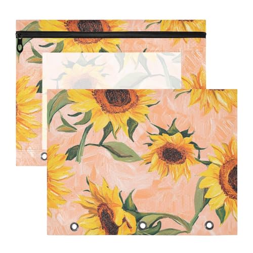 Binder-Federmäppchen, stabiler Kunststoff, Aktenordner für A4-Papier, Briefe, 2 Stück, Studenten, Schulbedarf, Vintage-Sonnenblume, Pfirsich Binder-Federmäppchen, stabiler Kunststoff, Aktenordner für A4-Papier, Briefe, 2 Stück, Studenten, Schulbedarf, Vintage-Sonnenblume, Pfirsich von EtherSpher