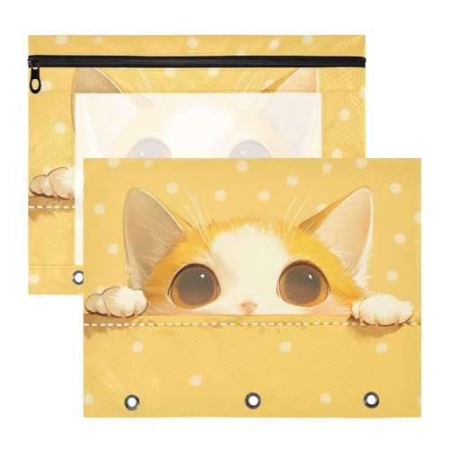 Binder-Federmäppchen, transparenter Kunststoff, Aktenordner für 3 Ringe, 2 Stück, Lehrer, Klassenzimmer, niedlich, orangefarbene Cartoon-Katze Binder-Federmäppchen, transparenter Kunststoff, Aktenordner für 3 Ringe, 2 Stück, Lehrer, Klassenzimmer, niedlich, orangefarbene Cartoon-Katze von EtherSpher