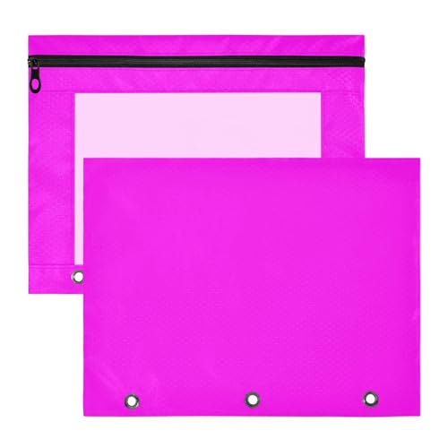 Binder-Federmäppchen, transparentes Fenster, 3-fach Locher, für A4-Papier, Briefe, 2 Stück, Lehrer, Klassenzimmer, Lila von EtherSpher