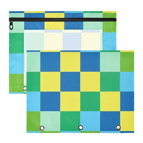 Binder-Federmäppchen mit 3 verstärkten Ösen, 3-Loch-Tasche für A4-Papier, Briefe, 2 Stück, Lehrer, Büro, kariert, einfarbig, blau, grün, gelb Binder-Federmäppchen mit 3 verstärkten Ösen, 3-Loch-Tasche für A4-Papier, Briefe, 2 Stück, Lehrer, Büro, kariert, einfarbig, blau, grün, gelb von EtherSpher