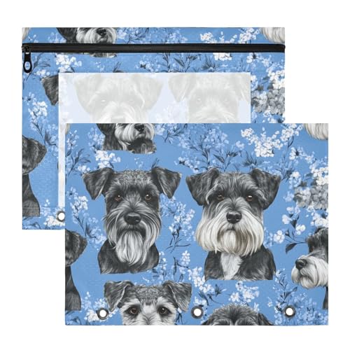 Binder-Federmäppchen mit Reißverschluss, Kunststoff-Dokumentenmappe für A4-Papier, Briefe, 2 Stück, Studenten, Schulanfang, Schönheit, Miniaturschnauzer-Hunde, Blau Binder-Federmäppchen mit Reißverschluss, Kunststoff-Dokumentenmappe für A4-Papier, Briefe, 2 Stück, Studenten, Schulanfang, Schönheit, Miniaturschnauzer-Hunde, Blau von EtherSpher
