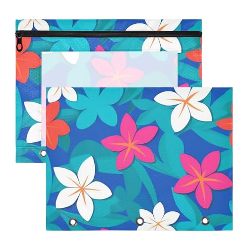 Binder-Federmäppchen mit glatten Reißverschlüssen, Kunststoff-Aktenordner für A4-Papier, Briefe, 2 Stück, für Schüler, Studenten, Lehrerbedarf, Sommer, frische lebendige Blumen Binder-Federmäppchen mit glatten Reißverschlüssen, Kunststoff-Aktenordner für A4-Papier, Briefe, 2 Stück, für Schüler, Studenten, Lehrerbedarf, Sommer, frische lebendige Blumen von EtherSpher