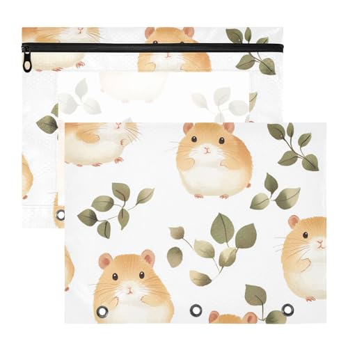 Bindertaschen, 3 Löcher, Kunststoff-Aktenordner für 3 Ringe, 2 Stück, Studenten, Kunstbedarf, Aufbewahrung, Boho, einfacher Stil, Hamster von EtherSpher