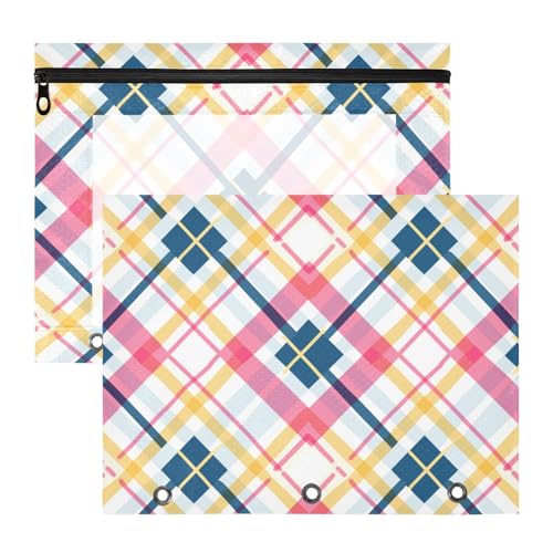Bindertaschen mit 3 verstärkten Ösen, Taschenordner für A4-Papier, Briefe, 2 Stück, Studenten, Kunstbedarf, Aufbewahrung, pfirsichgelb, karierte Linien, frisch von EtherSpher