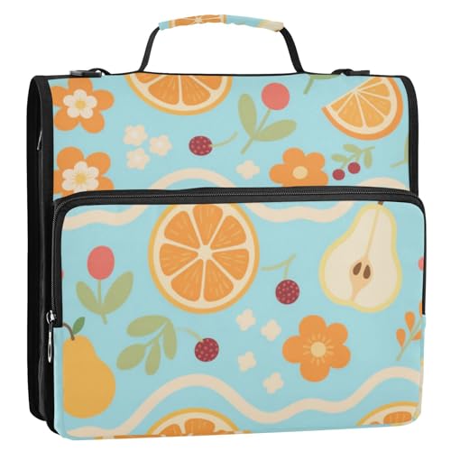 Blaue Beere, Orange, Birne, Blumenstruktur, 1/2er-Pack, Notizbuch, ästhetischer Ordner, 3,5 cm, mit Klemmbrett (Glückwort) von EtherSpher