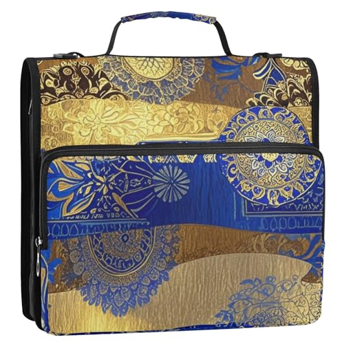 Böhmische blaue und goldene Muster, 1/2 Packungen, ästhetischer Ordner, 3,8 cm, mit Klemmbrett (Glückwort) von EtherSpher