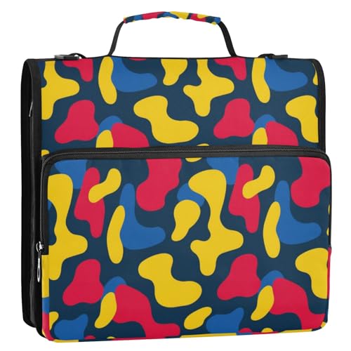 Bolsa de almacenamiento de archivos 3-Ringbuch mit Reißverschluss und Riemen, mehrere Taschen, Portfolio-Organizer für Schule/Büro, Camouflage, Rot / Gelb Bolsa de almacenamiento de archivos 3-Ringbuch mit Reißverschluss und Riemen, mehrere Taschen, Portfolio-Organizer für Schule/Büro, Camouflage, Rot / Gelb von EtherSpher