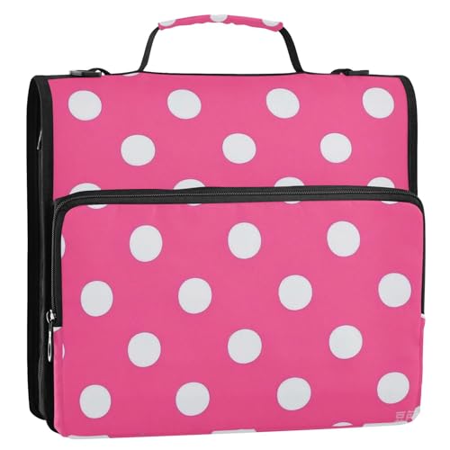 Bolsa de almacenamiento de archivos 3-Ringbuch mit Reißverschluss und abnehmbarem Schultergurt, 3,8 cm, mit Reißverschluss, 3,8 cm, Hot Pink von EtherSpher