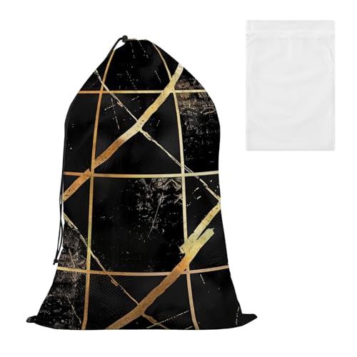 Bolsa para laundry de tela Wäschesammler mit geometrischen Linien, dekorativer Wäschesack, Netzstoff, passend für die meisten Wäschekörbe oder -körbe, mit Kordelzug, Schwarz und Gold Bolsa para laundry de tela Wäschesammler mit geometrischen Linien, dekorativer Wäschesack, Netzstoff, passend für die meisten Wäschekörbe oder -körbe, mit Kordelzug, Schwarz und Gold von EtherSpher